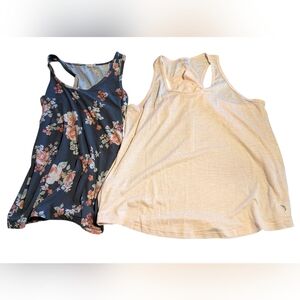 Set Of Two Floral and Pink Tank Tops
